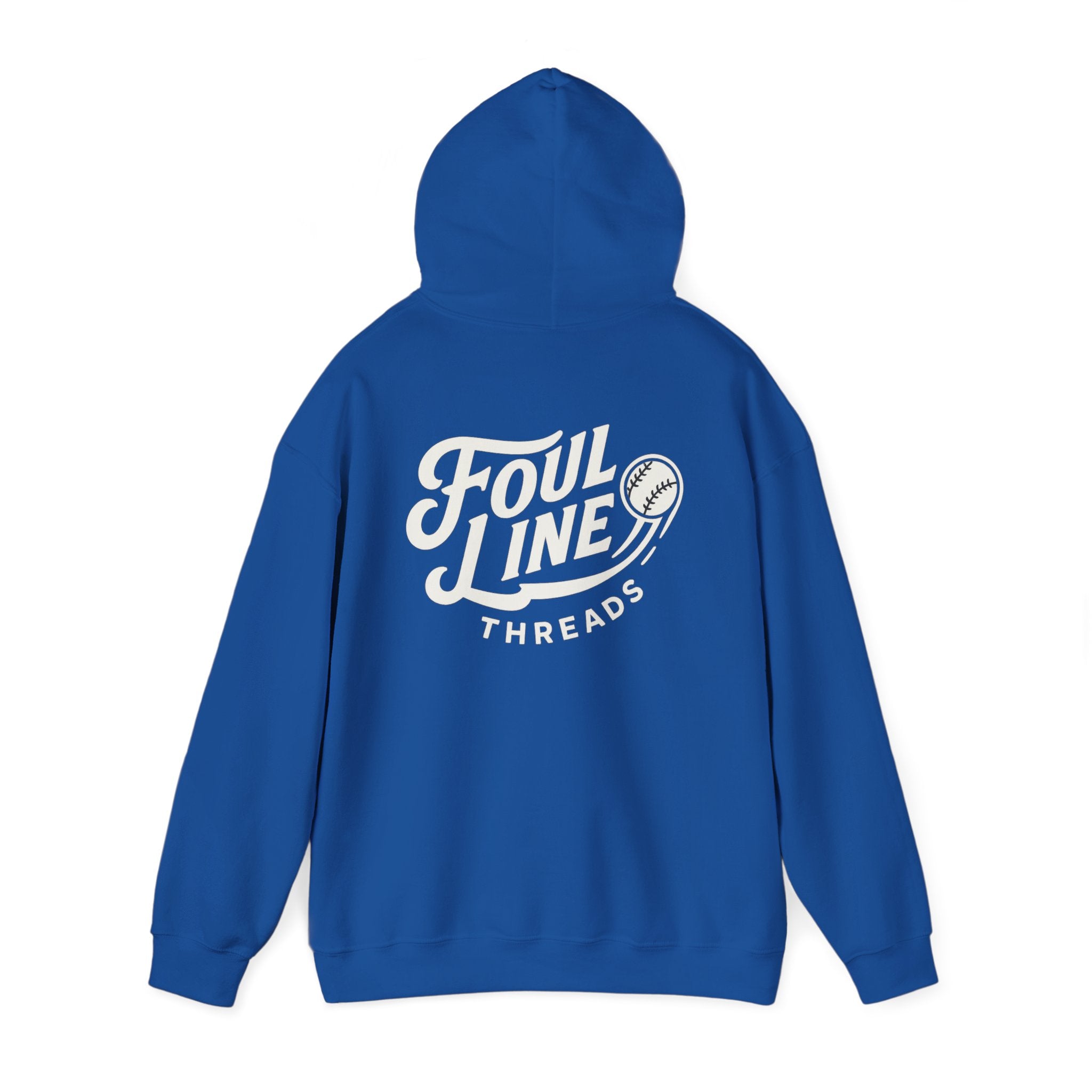 Foul Line Threads Baseball Hoodie — Vintage Script Logo Sweatshirt