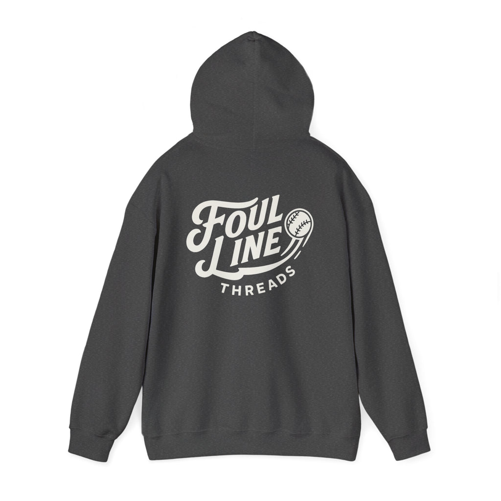 Foul Line Threads Baseball Hoodie — Vintage Script Logo Sweatshirt