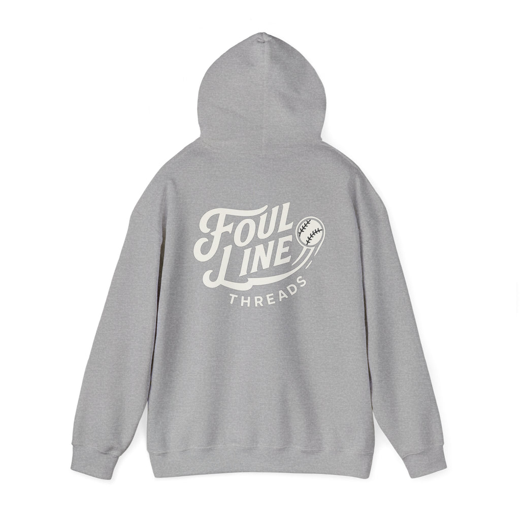 Foul Line Threads Baseball Hoodie — Vintage Script Logo Sweatshirt