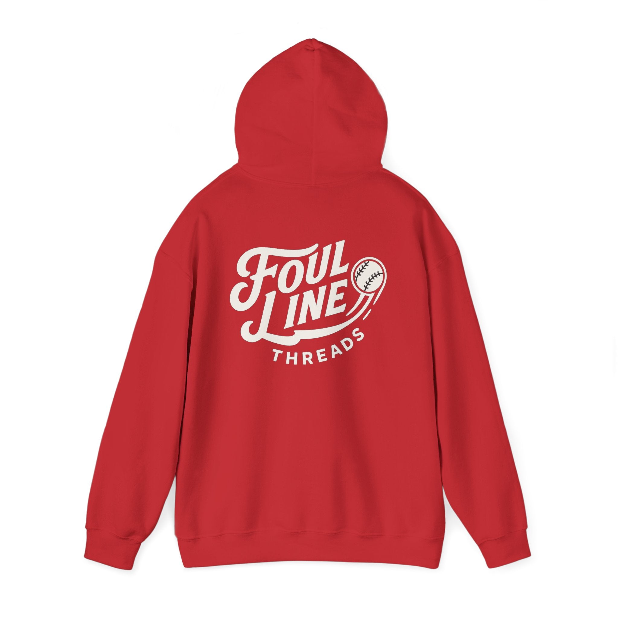 Foul Line Threads Baseball Hoodie — Vintage Script Logo Sweatshirt